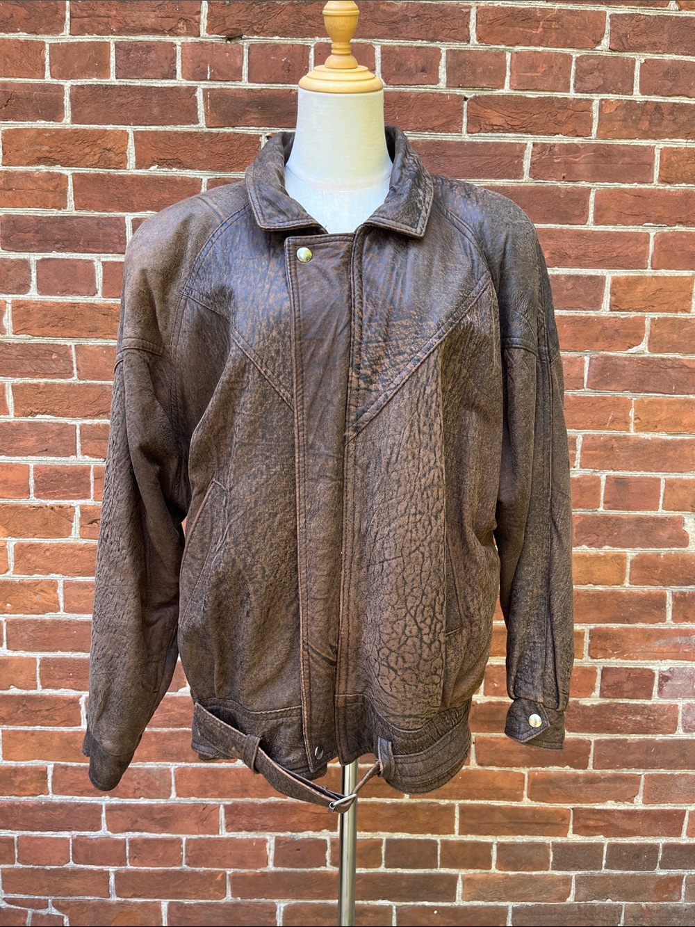 '80s Cosa Nova Brown Leather Bomber Jacket